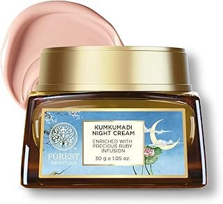 Forest Essentials Kumkumadi Ayurvedic Night Cream | Unique Formula Contains Precious Ruby Extracts | Reduces Blemishes Pigmentation | For Clear, Glowing & Brightens Skin