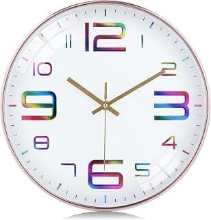 Rylan Plastic Analog Wall Clock 12" Silent Quartz Decorative Latest Wall Clock Non-Ticking Classic Clock Battery Operated Round Easy to Read for Room/Home/Kitchen/Bedroom/Office/School, Multicolor