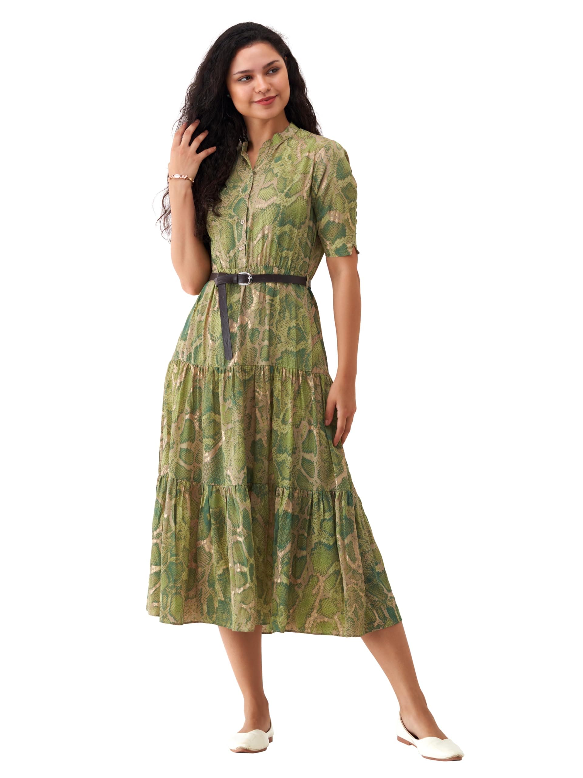 AASK Women Printed Printed Dress for Women with Belt