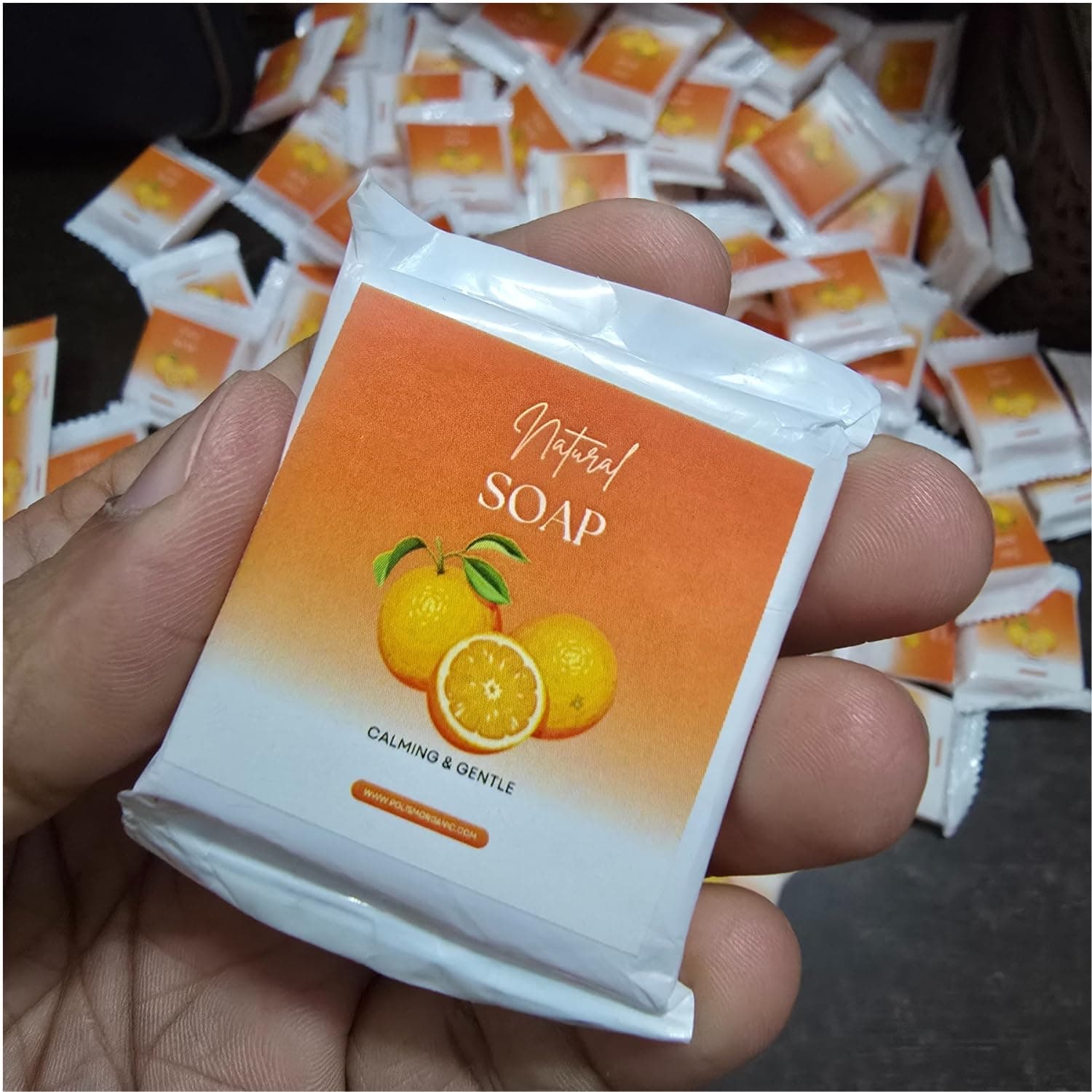 Polism Hotel Natural Orange Glycerine Soap - Pack of 250 (15g) | Transparent Bath Soap with Amazing Fragrance | Ideal for Hotels, Guest Houses, Airbnb, Spas, Gyms, Hospitals & Marriage Halls