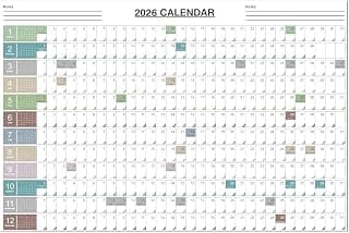 Accuprints 2026 Yearly Planner - Calendar in One Page, January - December, 20 x 30 inch, Thick Paper, Perfect for Keeping Track of Important Dates and Schedules-EASY to Write on it