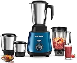 Longway Super Pro Juicer Mixer Grinder | Up to 750W Max Output Powerful Motor | 4 Jars for Grinding, Mixing, Juicing | 2 Years Warranty (Blue & Black)
