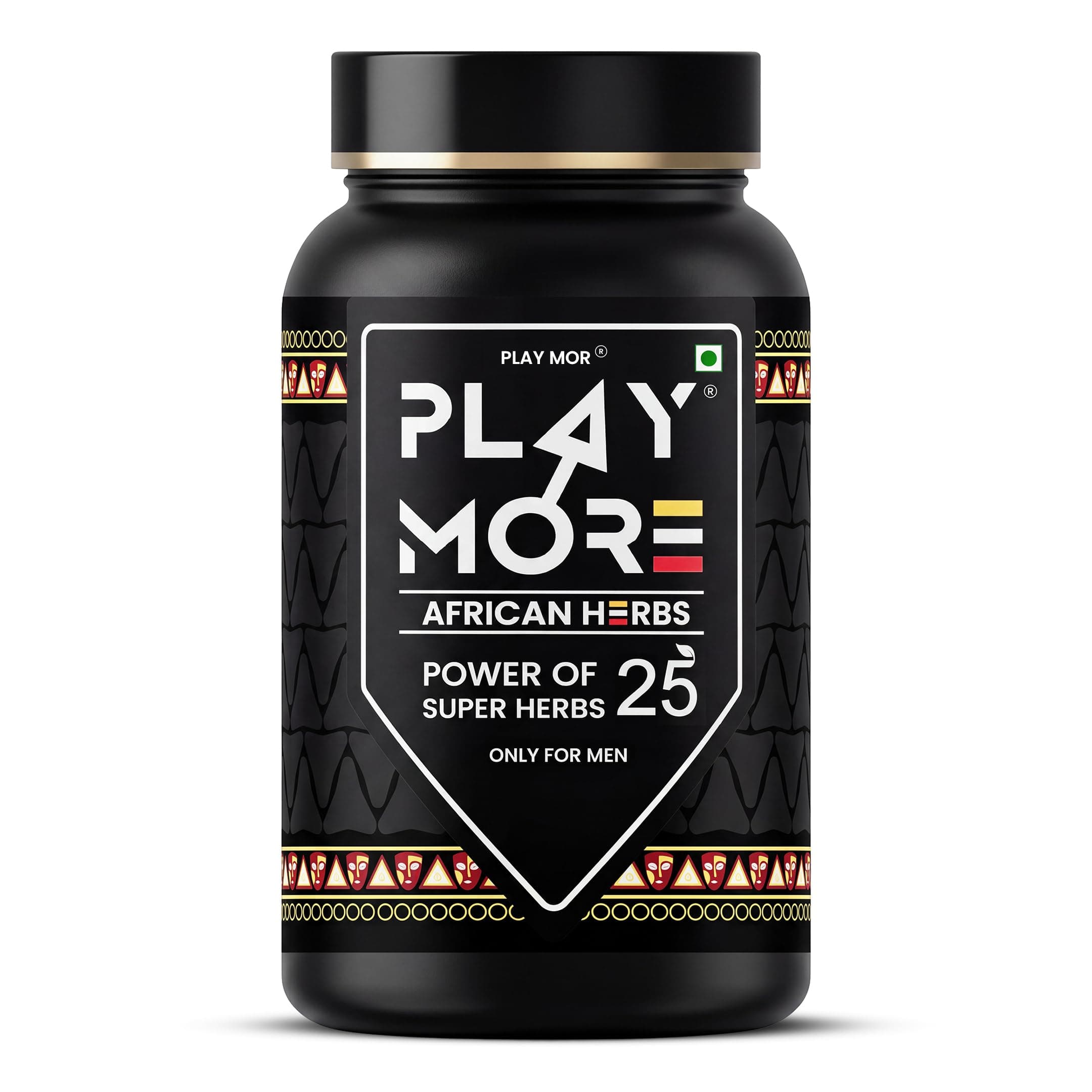 PLAY MOR African Herbs Strength Formula for Men – 150 gram | 25 Potent Herbs Including Shilajit, Musli, Kaunch Beej, Bala, Atibala & Purified Gold Ash | Daily Strength & Energy Support | 150g Powder