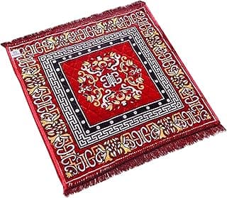 Kuber Industries Rangoli Design Velvet Square Pooja Mat (Maroon), 49 Centimeters, 47 Centimeters