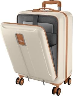 Safari Cabin Trolley Bag with Laptop Compartment, Hardside Polycarbonate Small (55cm) Suitcase | 360° 8 Wheel Spinner Travel Luggage| Recessed Combination Lock|Thorium Neo| Vanilla