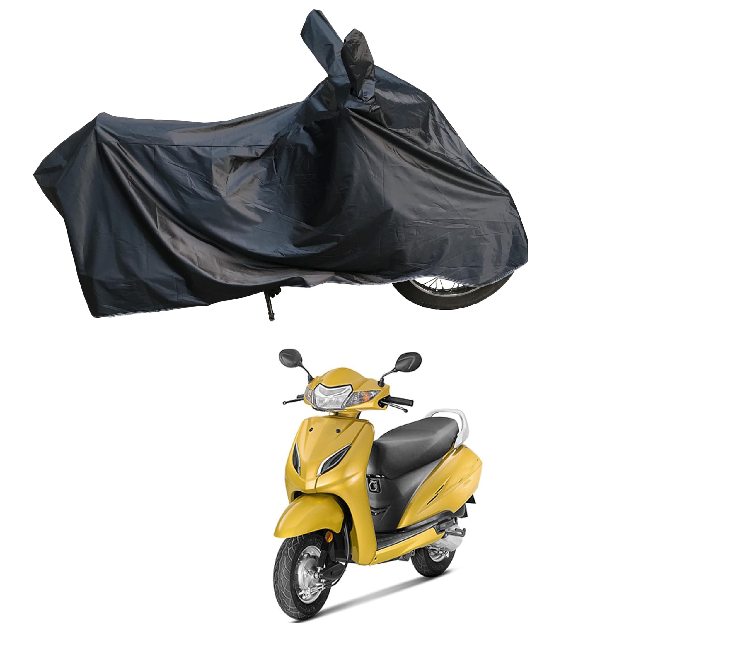 RiderShine Dust & Waterproof Bike Scooty Body Cover Compatible with Activa 5G Double Mirror Pocket with Over Lock Protection (Black)