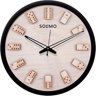 Amazon Brand - Solimo 12-inch Wall Clock - Dices (Silent Movement, Black Frame)