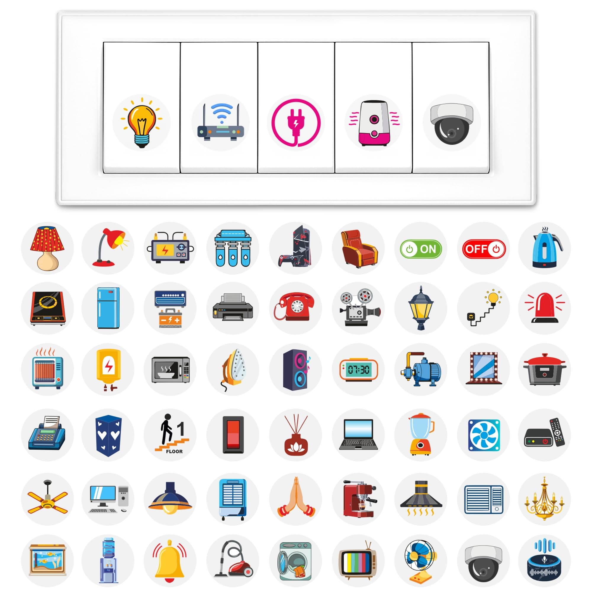 600 Luxury Switch Board Stickers (60+ Designs), Premium Vinyl Decorative Switch Stickers for Home, Self Adhesive, Waterproof & Removable