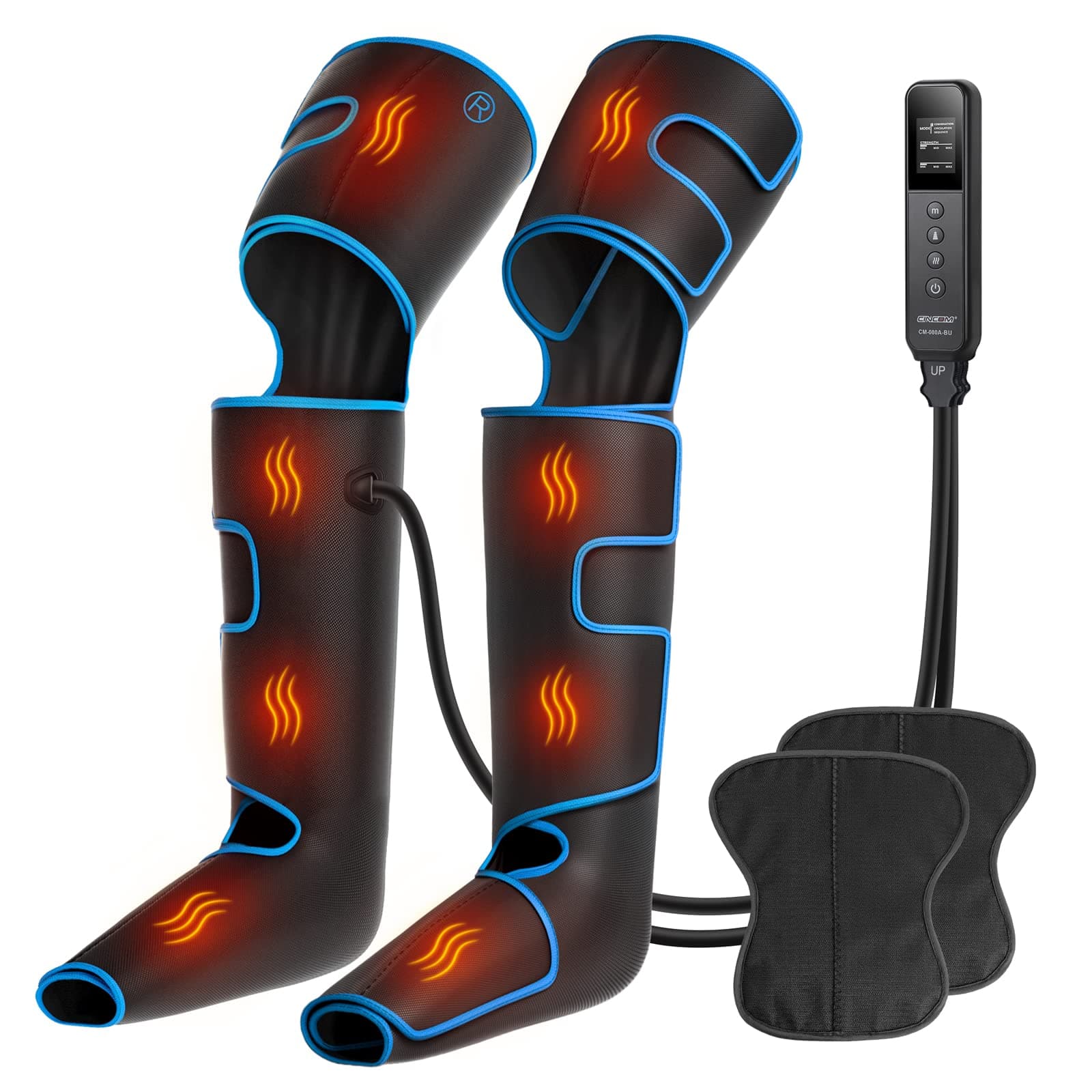 CINCOM Leg Massager with Heat and Compression, Full Leg Massager for Circulation and Pain Relief with 3 Heats 3 Modes 3 Intensities Gift for Mom Dad