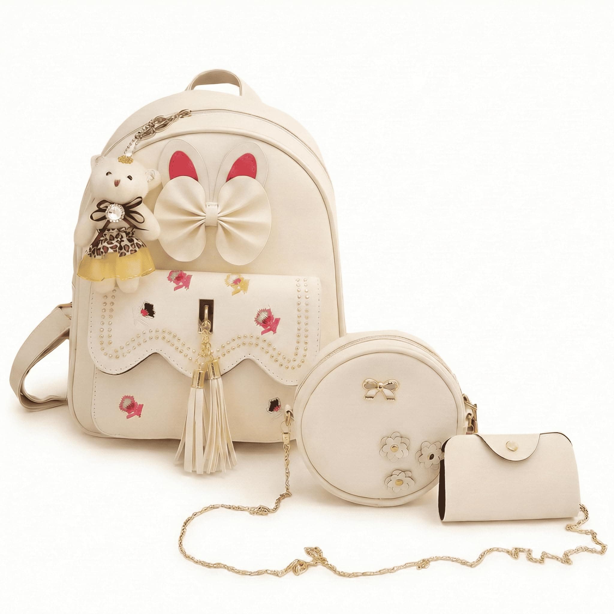 ShopyVid Girls 3-PCS Mini Leather Backpack Sling & Pouch Set for Women's/Rakhi gift for Sister