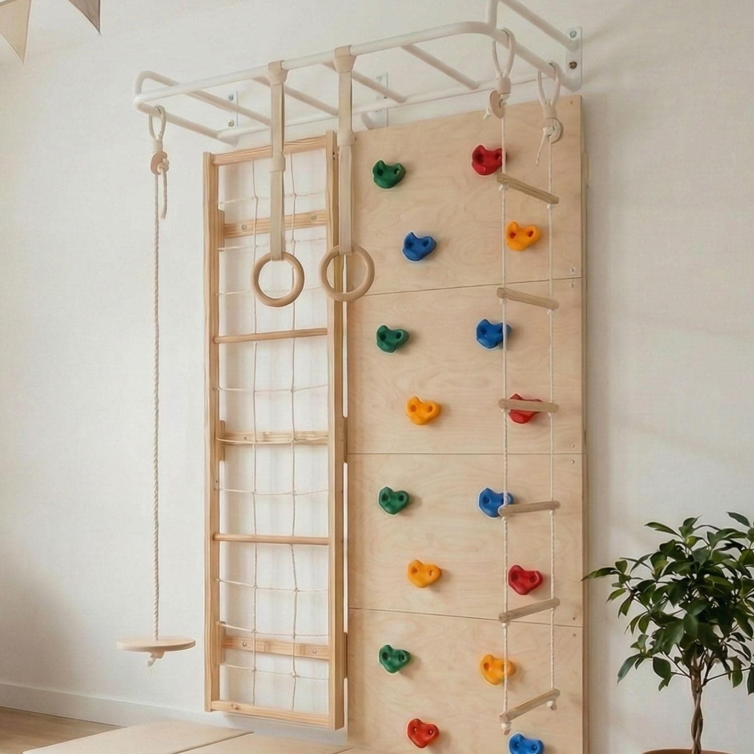Curious Cub Jungle Gym for Kids Indoor | Kids Gymnastics At Home Gym | Contains Rock Climbing, Wall Climbing for Kids | Ladder for Kids to Play Indoor Fun Activity for Ages 4+
