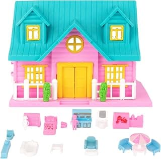 SHAKTISM Doll House for Kids, Plastic Play House with Openable Door and Furniture, Multicolor (Small KK3906)