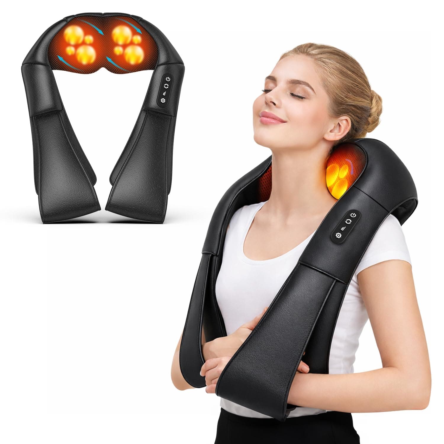 Enem Back Massager for Pain Relief, Back Massager with Compression, With 1 Year Warranty from enem, Wireless Portable Shiats Massage Machine, Electric Deep Tissue 4D Kneading Massage for Pain Relief and Muscle Relax