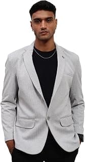 SHOWOFFFF Men Self Design Single Breasted Casual Blazer | Notched Lapel Full Sleeves Cotton Blazer for Mens | Slim Fit Regular Length Blazer for Men's