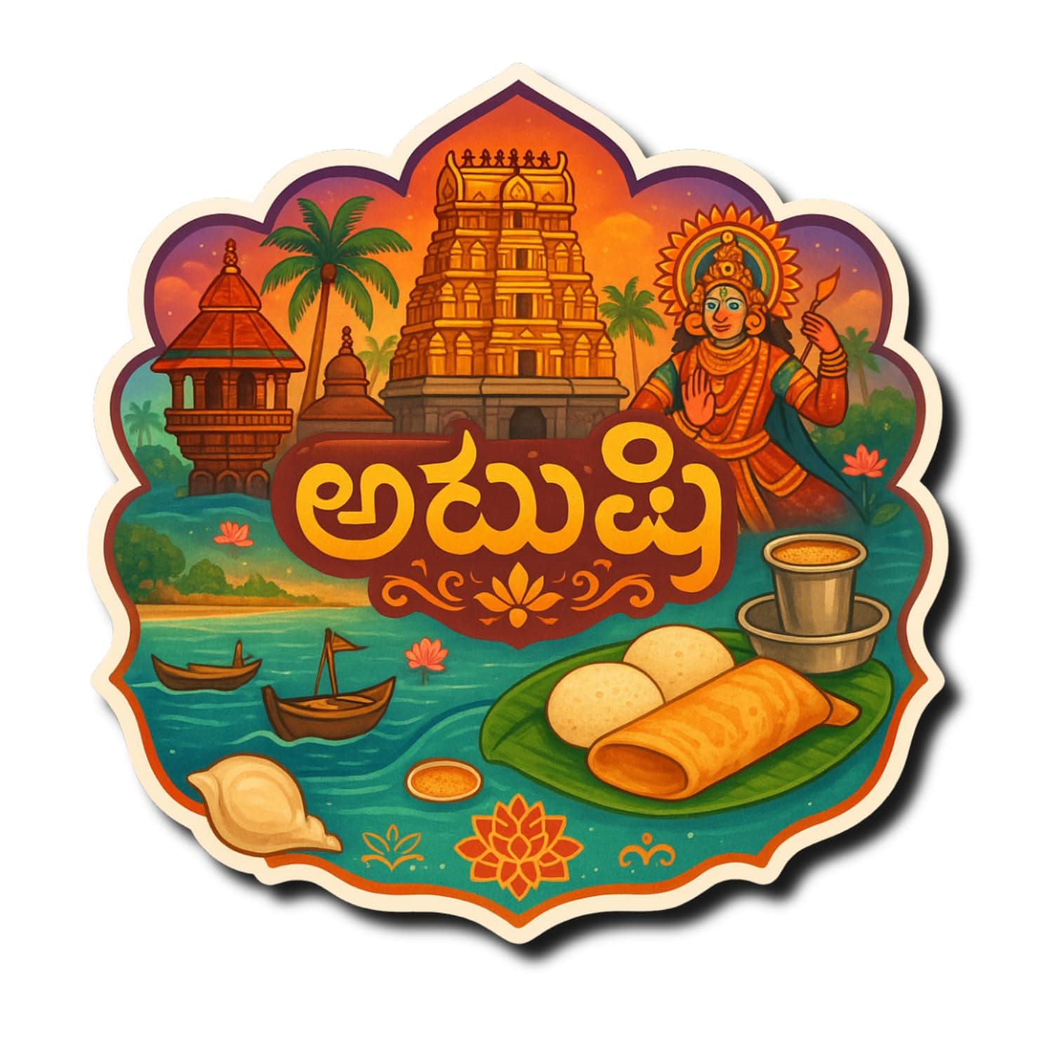 Comonot Udupi Fridge Magnet 3x3 Inch | Fridge Decoration Magnet for Kitchen & Home Decor | Wooden Refrigerator Stylish Fridge Magnet