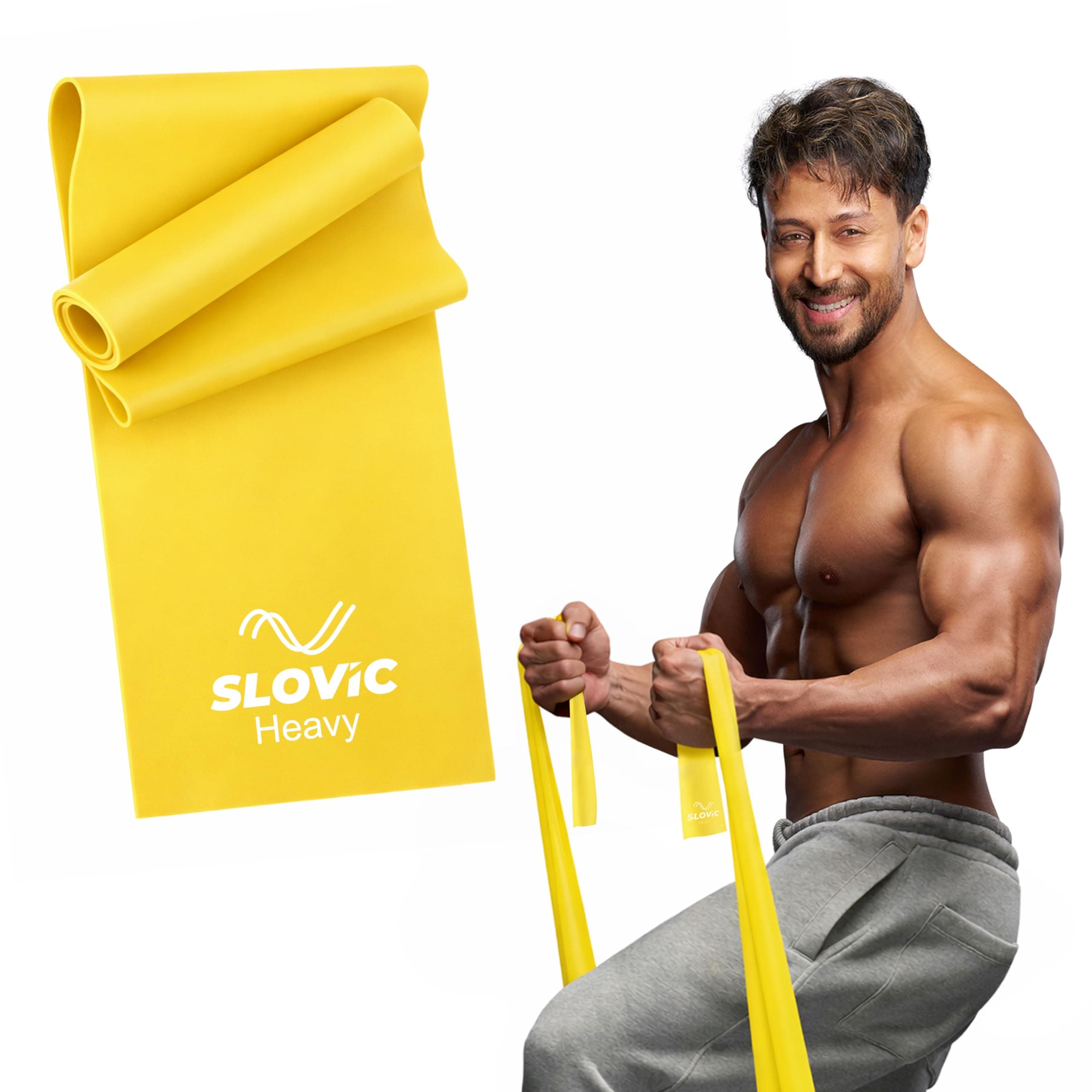 Slovic Thera-Band for Exercise [Heavy] | Thera band for Physio | Latex Resistance Band for Workout | Stretching Bands for Exercise Band for Cardio, Strength Training, Home Workout, Gym & Yoga | Yellow