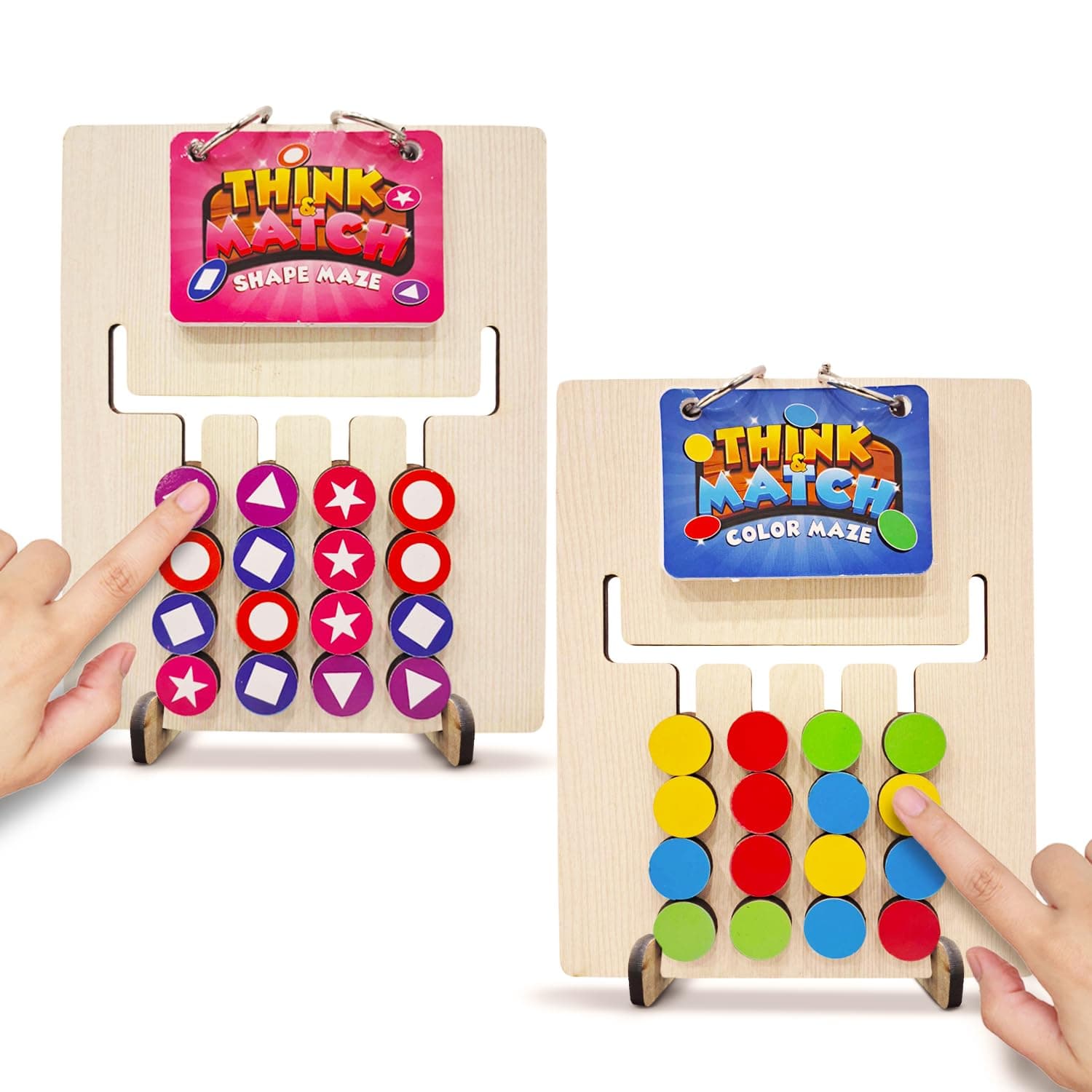 Wembley Montesori Slide Puzzle Game Toys for 4+ Year Boy 2 in 1 Color & Pattern Matching Birthday Gift for Kids Activity Toys Shape Sorter Learning Educational Mind Game for Girls 5 6 7-14 Years