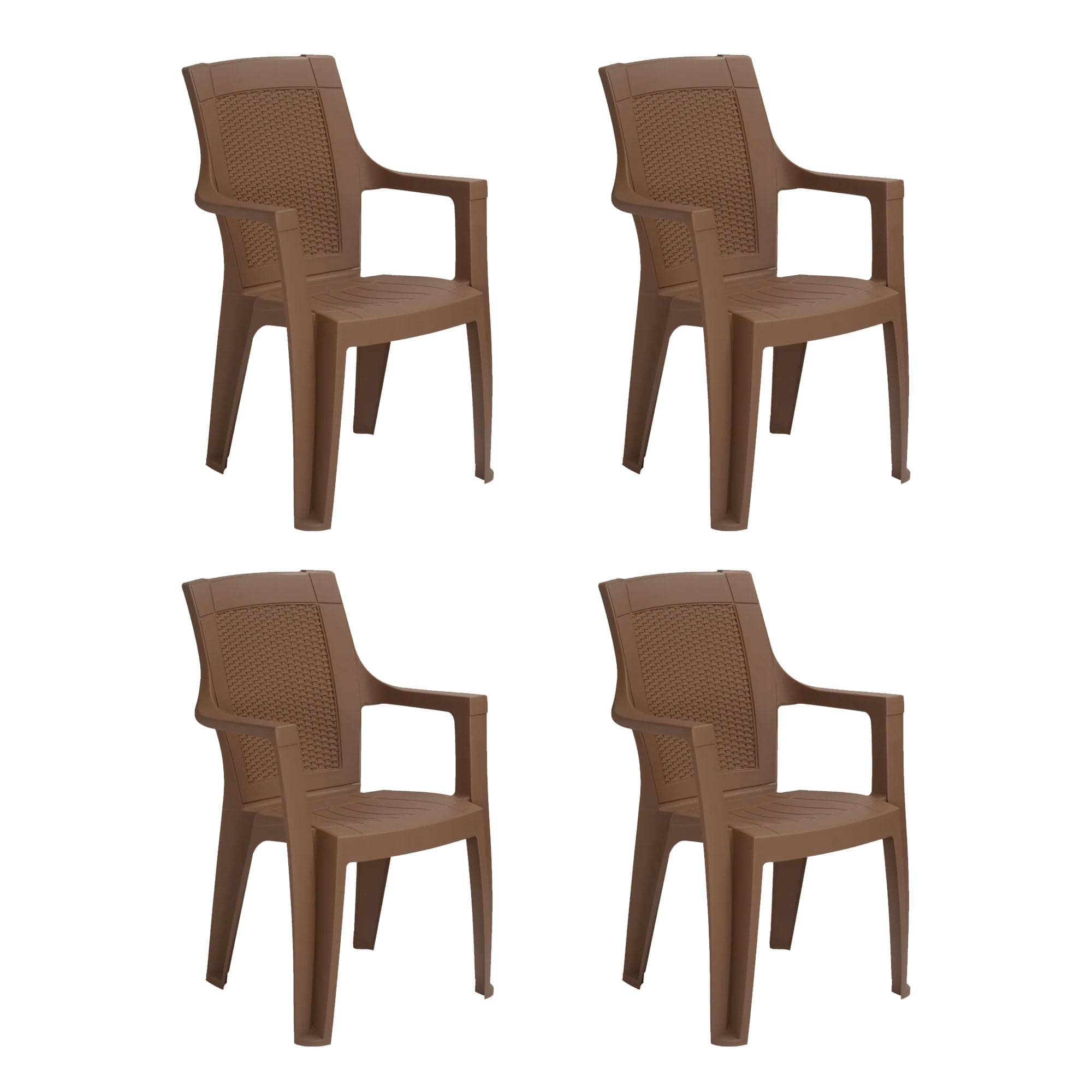 Nilkamal Mystique Plastic Chair with Armrest | Set of 4 | 3 Year Warranty | Heavy Duty Chair for Home, Living Room, Dining, Bedroom & Office | Stackable Polypropylene | Indoor & Outdoor| RDB