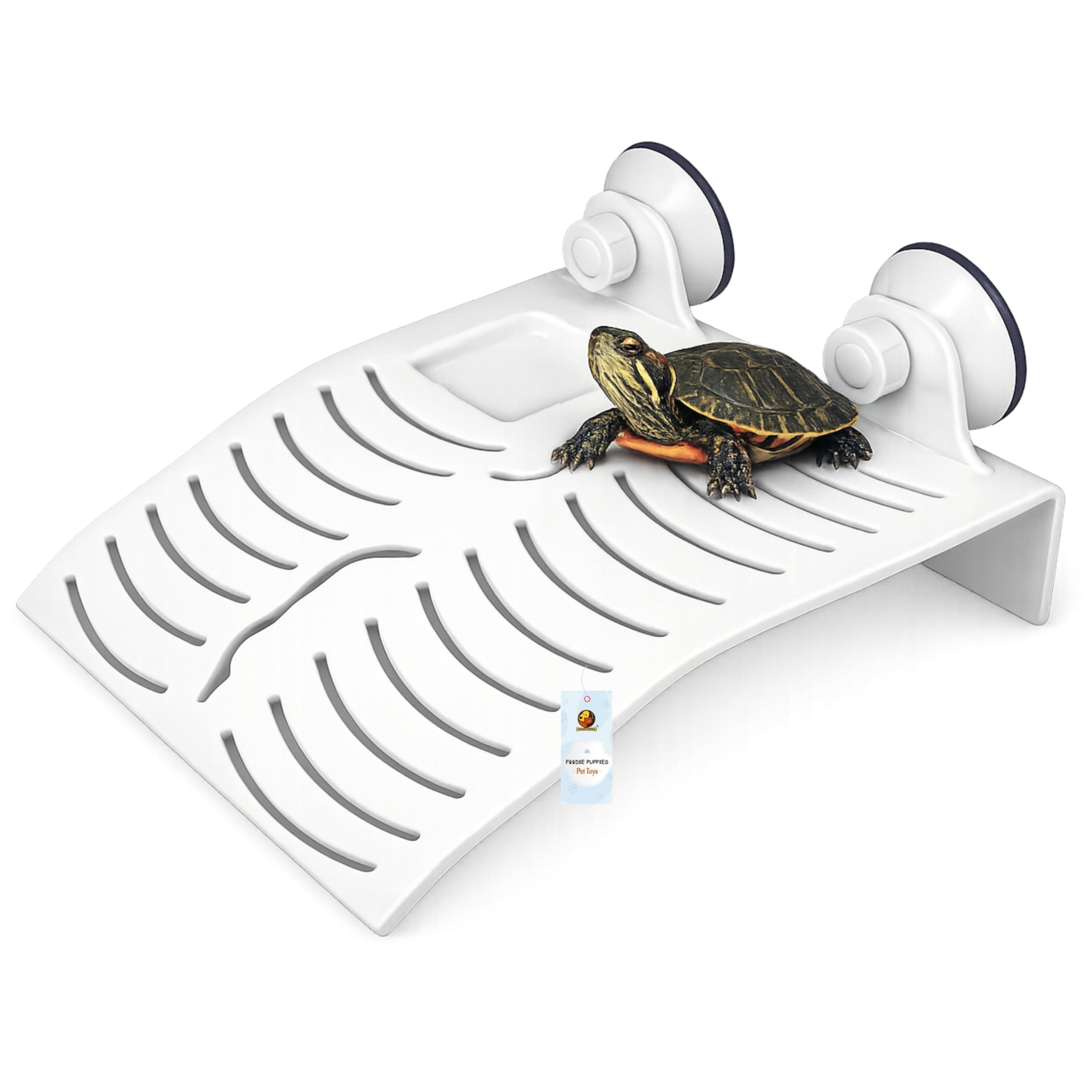 Foodie Puppies Turtle Ladder Aquarium Basking Ramp - (Wave Shell, 24 x 19.8 x 6cm) | Wavy Anti-Slip Climbing Dock with Strong Suction Cups, Turtle Ramp for Fish Tank, Turtles & Terrapins