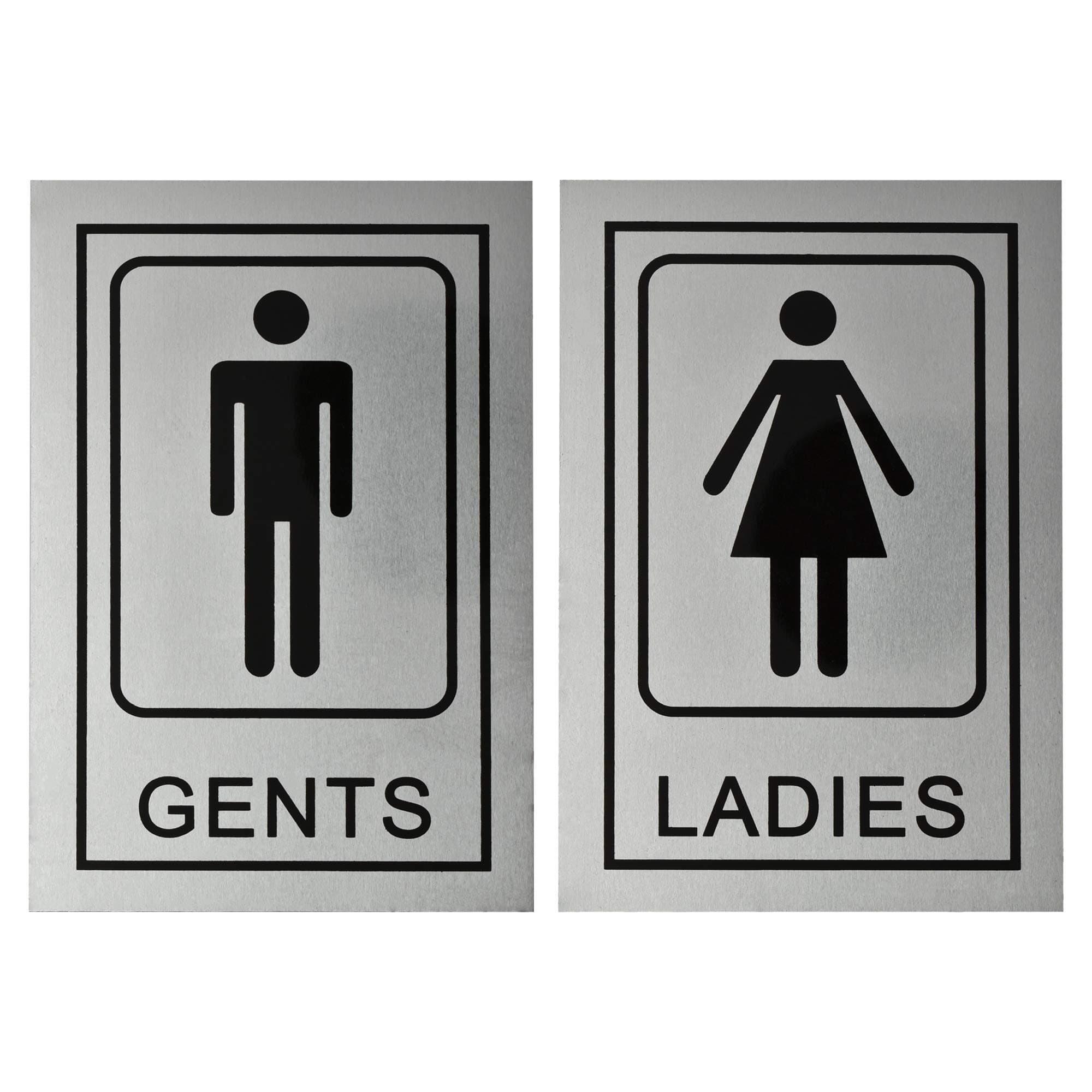 BUZZ COOL Gents Ladies Signage Self Adhesive Sticker For Washroom Toilet Restroom Glass Doors Wooden Doors Offices Hospitals Mall And Business Sign Stickers, Silver (LG_1)