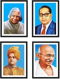 Good Hope Set of 4 Framed Posters 10x13 inch – Mahatma Gandhi, B.R. Ambedkar, Swami Vivekananda & A.P.J. Abdul Kalam Inspirational Wall Art for Room and Office inspirational photo frame