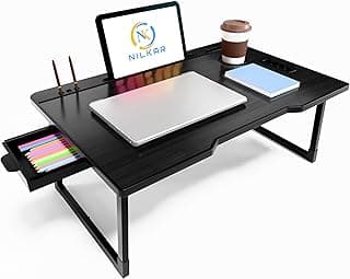 Laptop Table Smart Multipurpose Foldable Laptop Table with Cup Holder, Study Table, Bed Table, Breakfast Table, Foldable and Portable/Ergonomic & Rounded Edges/Non-Slip Legs (COTTED Black)