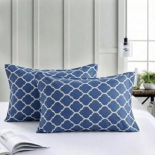 Trance Home Linen 200 Tc 100% Cotton Floral Printed Pillow Covers | Pillow Cases | Set of 2 Piece Pillow Covers Only |Large Size (20 X 30 Inch, Dori Blue)
