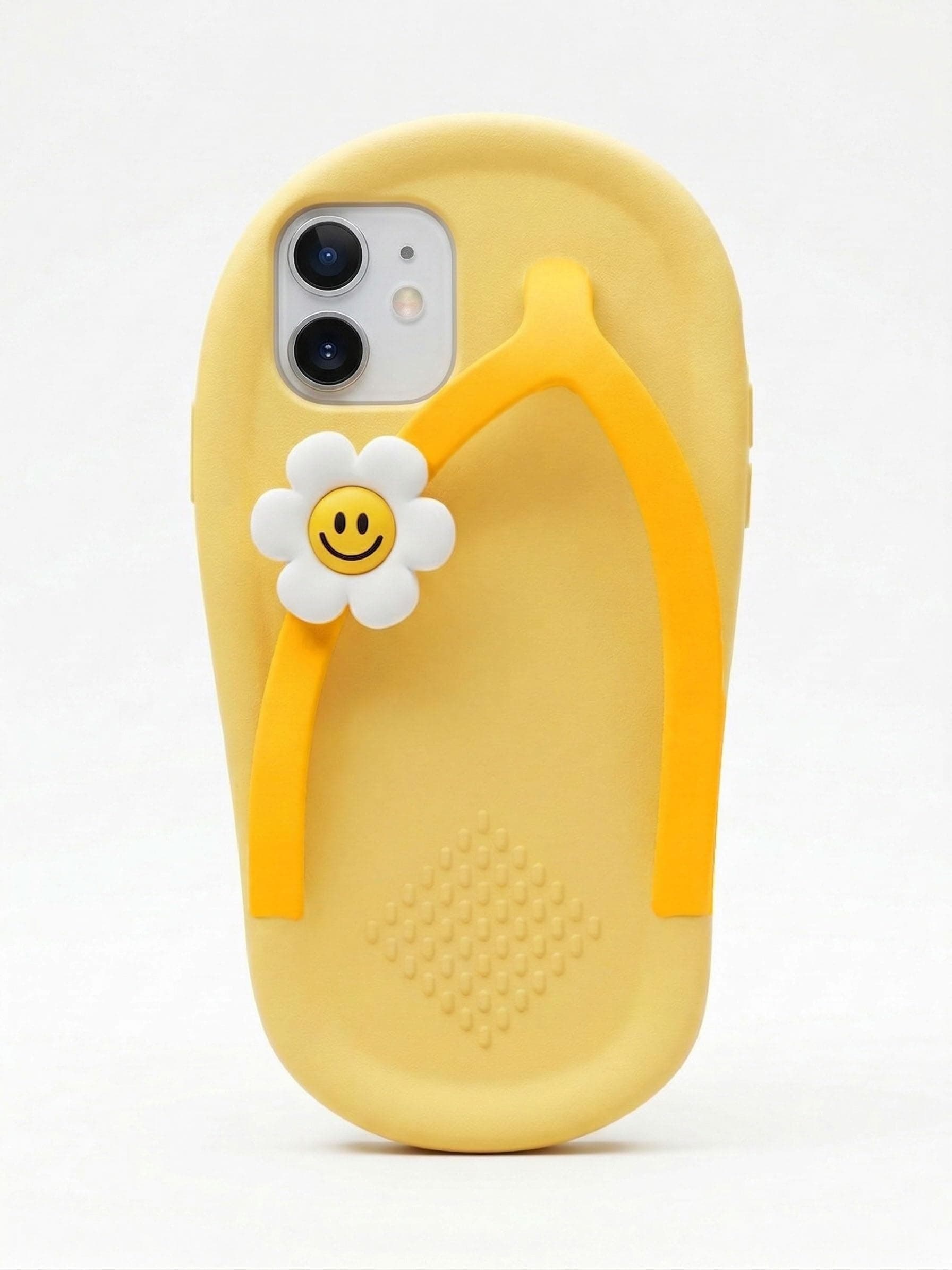 amazon basics 3D Flip Flop Design Silicon Back Cover for iPhone 11 - Slipper Shape Soft Case with Smiley Daisy Flower, Shockproof Protection, Cute & Funny Aesthetic Case for Girls & Women