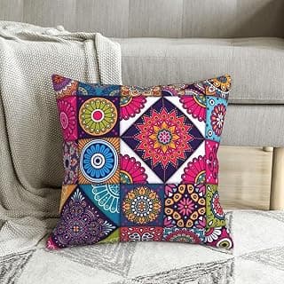 DecorTwist Cushion Cover | Cotton Throw Pillow Covers 17" x 17" | Soft Cushion Cases for Sofa, Bedroom, Living Room, Chair, Car, Cushion Cover | 44 x 44 cm (Multicolor) Pack of 4
