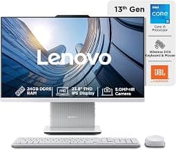 Lenovo IdeaCentre AIO Intel Core i5-13420H 24" FHD (24GB RAM/512GB SSD/Win11/Microsoft 365 Basic + Office Home 2024/3Wx2 Harman/Wireless EOS Keyboard & Mouse,Grey) All-in-One Desktop
