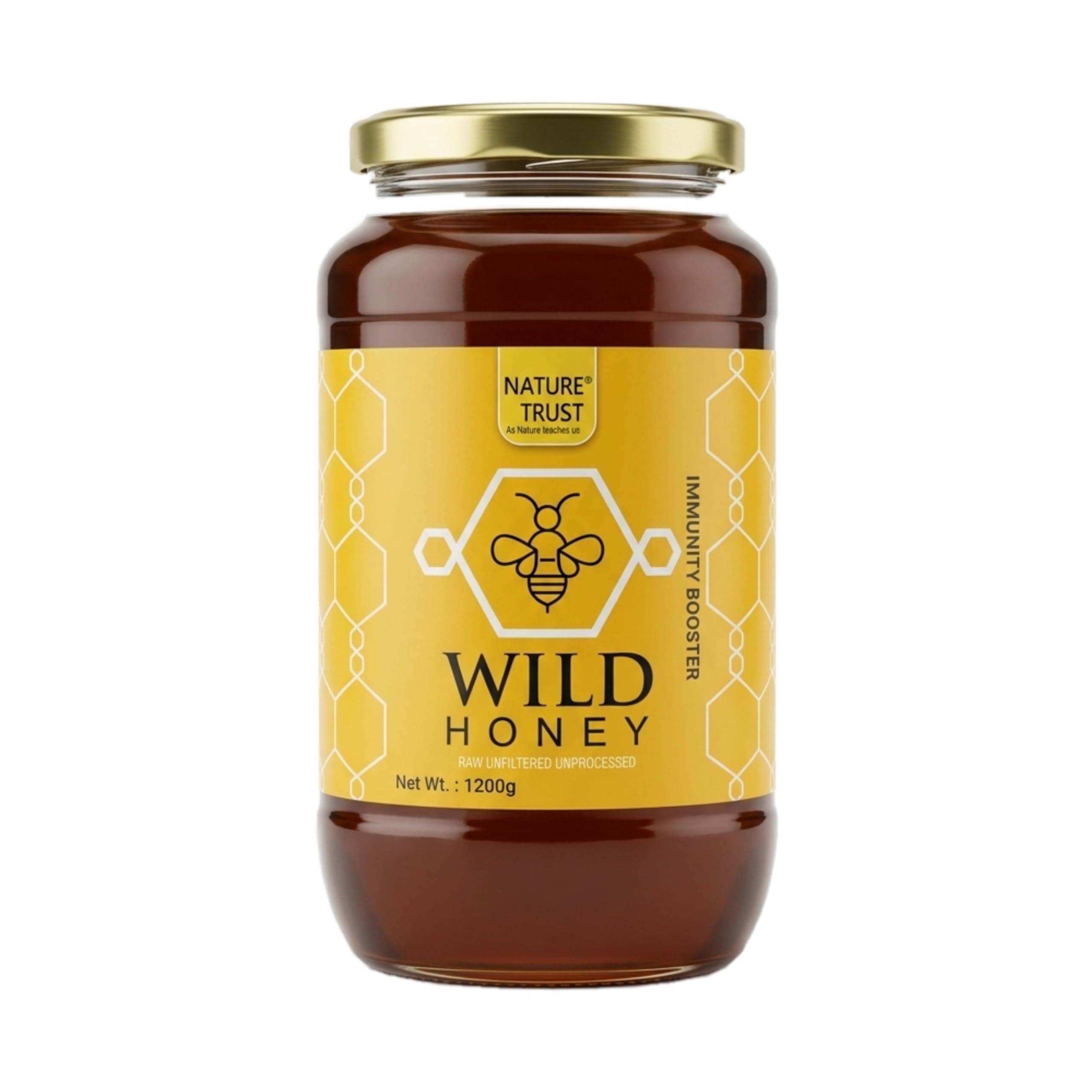 Nature Trust Wild Honey, 1200g | 100% Raw & Natural | Unfiltered & Unprocessed | No Added Sugar | Rich in Natural Antioxidants | Premium Honey 1.2kg Jar