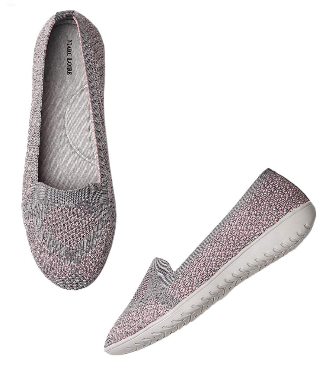 Marc Loire Women's Athleisure Knitted Active Wear Slip-On Ballet Loafer Shoes for Daily Walking