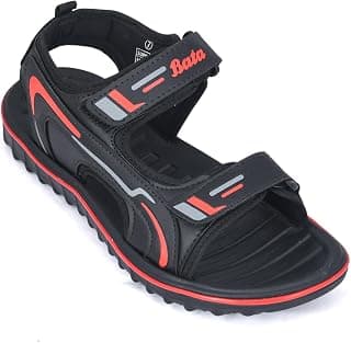 Bata Men's Sports Sandals, Dual Velcro Strap, Textured Sole