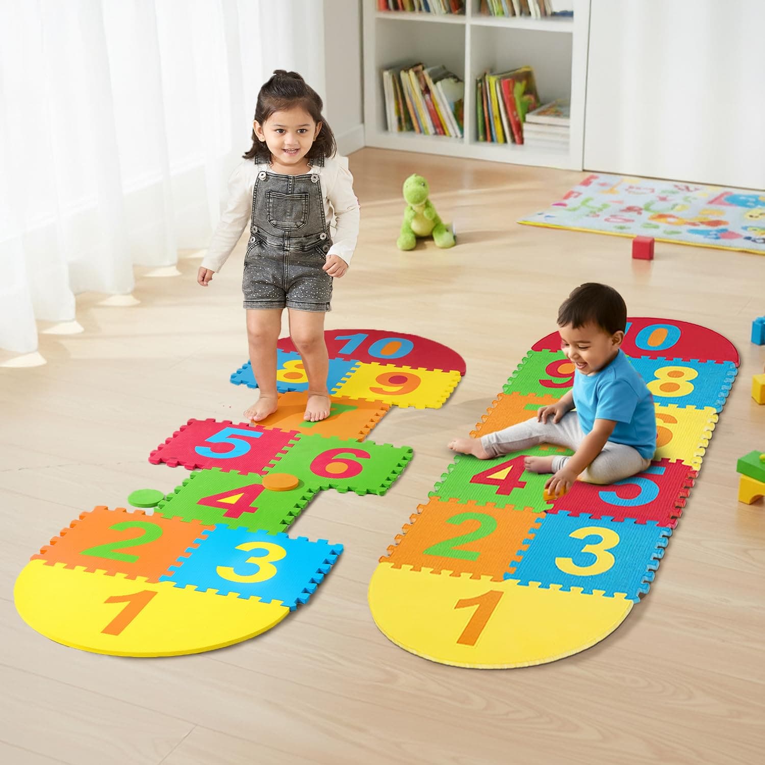 Amazon Brand - Supples Kids Hopscotch Game Playmat | BIS Certified | Safe & Soft Non-Toxic EVA Foam Baby Playmat | Multicolor