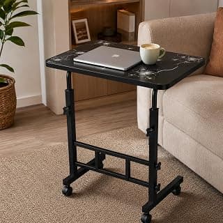 Multi-Purpose Sofa Side Height-Adjustable Laptop Table with Docking for Tablet, Study Table, Portable, Ideal for Work from Home, DIY Table, Easy to Assemble (Flower)