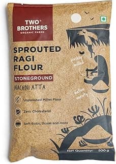 TWO BROTHERS ORGANIC FARMS Sprouted Ragi Malt Nachni Satva (500 g) | Rich in Calcium, Iron & Fiber, Gluten-Free | Perfect for Porridge, Dosa, Pancakes & More | No Additives or Preservatives