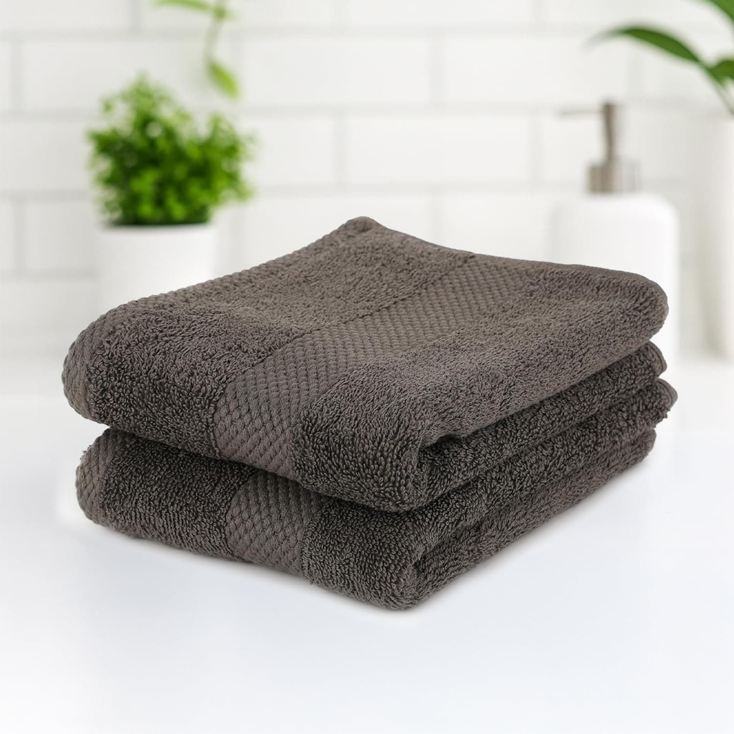 Earthy Fables Premium Hand Towels – 100% Combed Cotton, 600 GSM, Ultra Soft, Quick Dry & Highly Absorbent, for Home, Gym & Travel, 60 x 40 cm, Set of 2 (Grey)