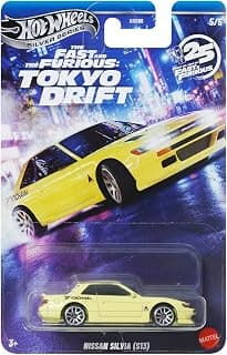 Hot Wheels Toy Car, Fast & Furious Nissan Silvia S13 Custom 1:64 Scale Vehicle with Elevated Deco Execution, Die-Cast Car Seen in the Fast Movies (Styles May Vary)