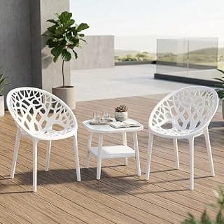 Nilkamal Crystal Chair and Arena Table Set | 2 Chairs and 1 Table | Plastic Furniture Set for Indoor and Outdoor Use, Balcony, Garden, Patio & Living Room | Milky White