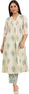 Libas Printed Cotton A-Line Kurta with Trouser