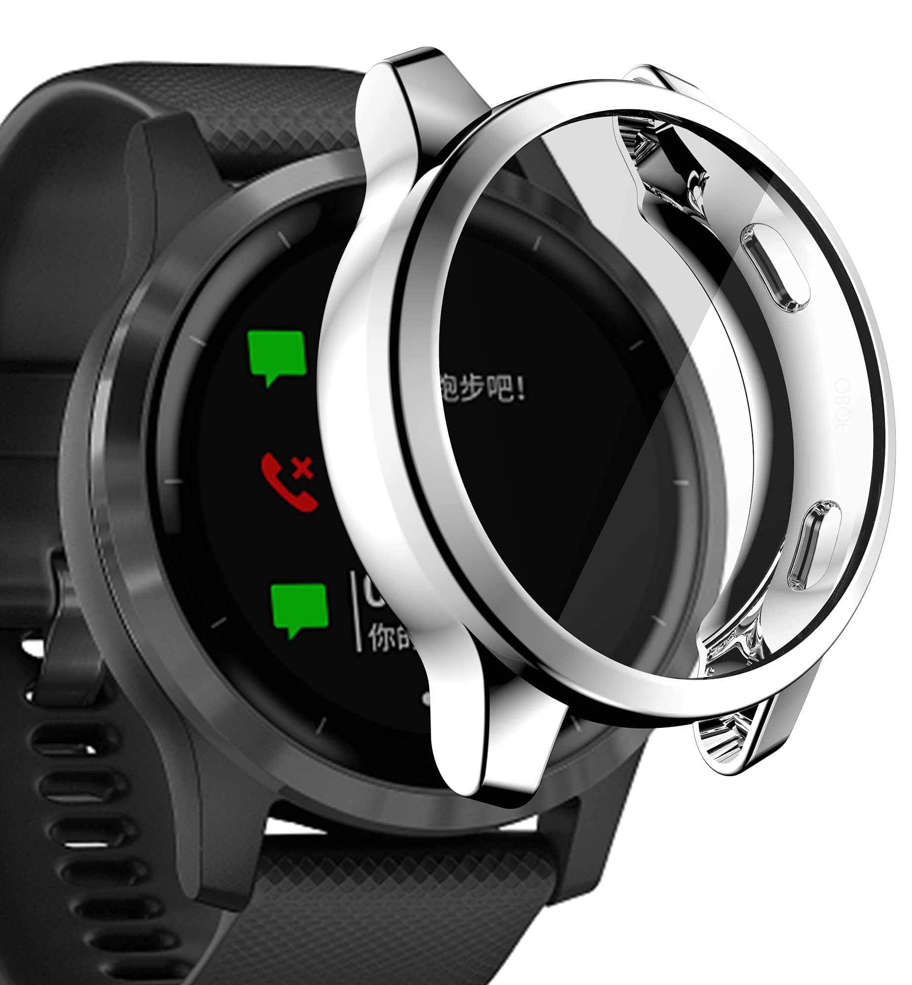 OBOE Screen Protector Case Compatible with Garmin Vivoactive 4 45mm/ Venu 2 Watch Soft Metal Color TPU Shockproof Cover Thin Bumper Shell Protector (Silver)