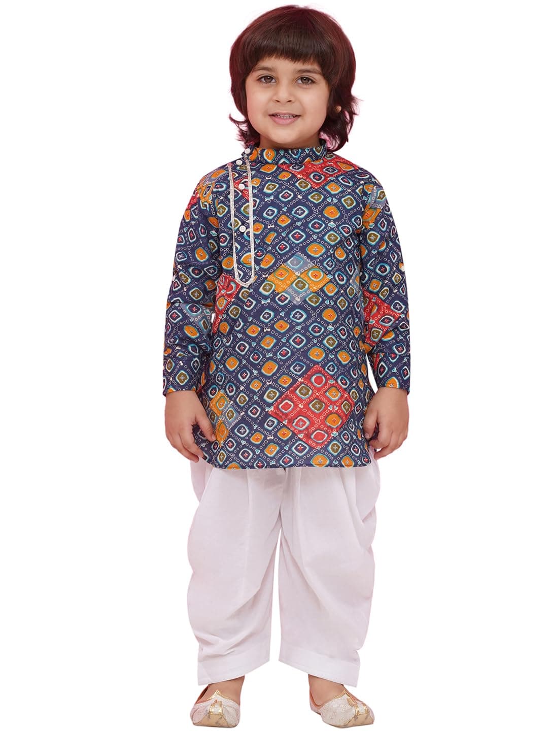 AJ DEZINES Kids Cotton Full Sleeve Printed Kurta Pajama Set for Boys - Ethnic wear | Special Occasion & Party Outfit | Mandarin Collar Kurta for boys