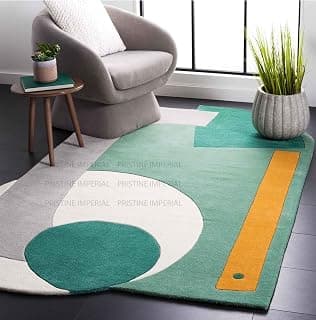 Hand Tufted Irregular Unshaped Designer Woolen Carpets for Living Room Bedroom and Hall Size 4x6 Feet (120x180 cm) Color B2 Multi