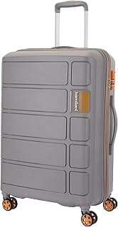 Kamiliant American Tourister Medium Harrier Zing 68 Cms Check-in (PP) Hard Sided 8 Wheels Spinner Luggage/Suitcase/Trolley Bag (Light Grey) (Double Wheel), Medium