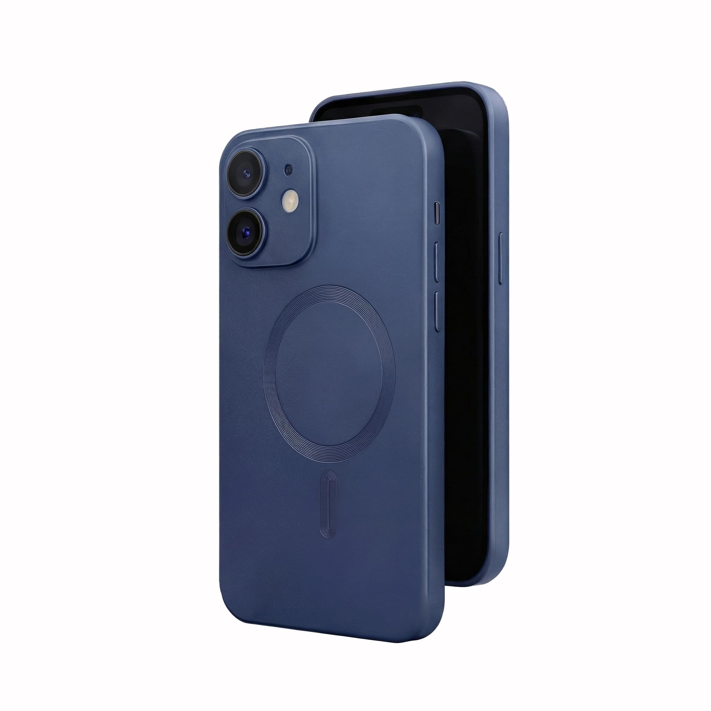 amazon basics Premium Mag-Safe Case for iPhone 12 | Shockproof & Anti-Scratch Cover | Soft Silicone with Wireless Charging | Camera Lens Guard - Blue