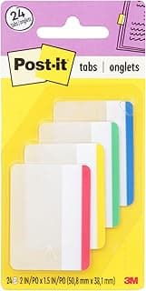 Post-It Tabs, 2-Inches Lined, 4 Assorted Primary Colors, 6-Tabs/Color, 24-Tabs/Pack