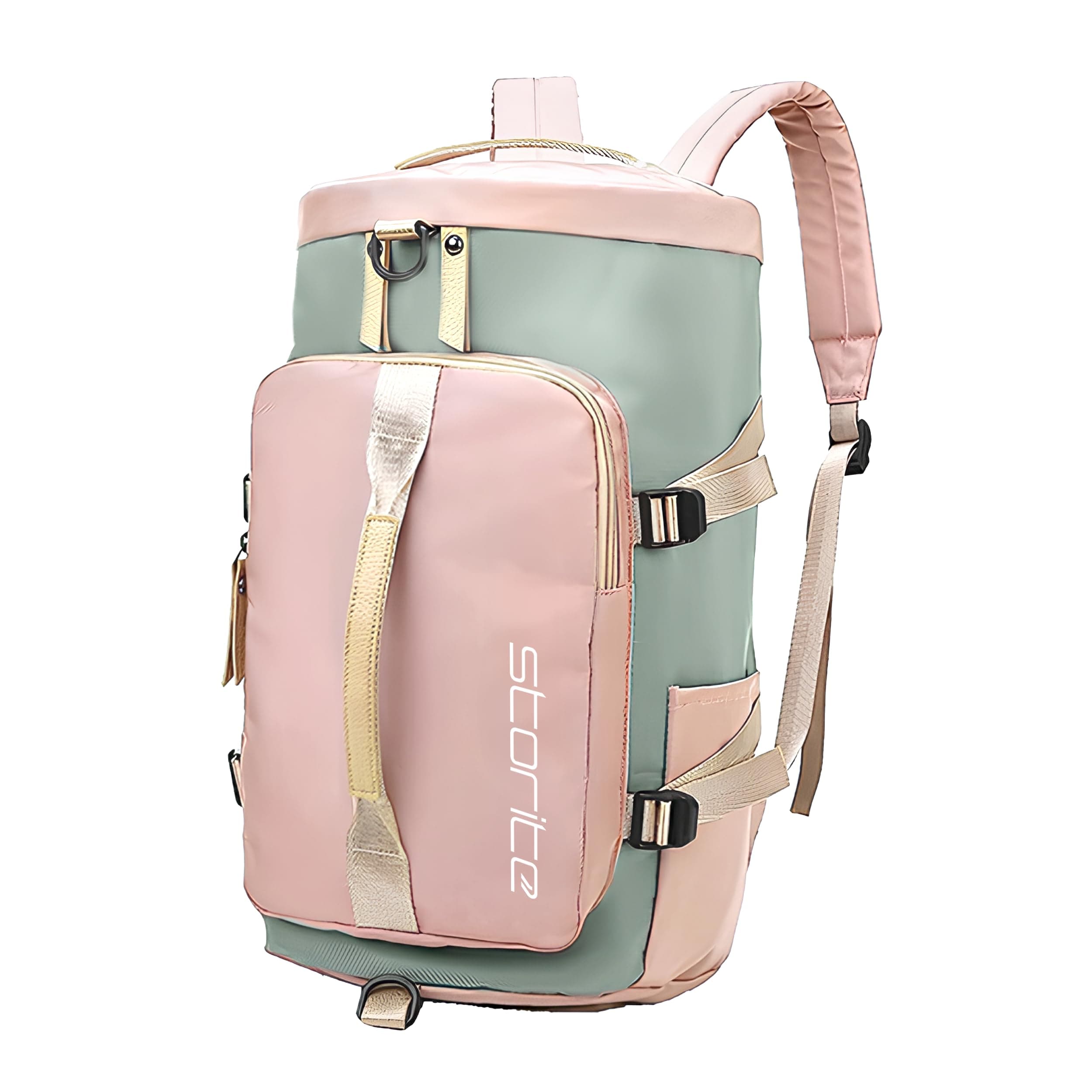 Storite Nylon 25Cm Small Imported Lightweight Waterproof Duffle Bag, Rucksack Travel Bag For Women With Separate Wet Pocket & Shoes Compartment, Backpack Carry Luggage Bag(43 x 25 x 26 CM)