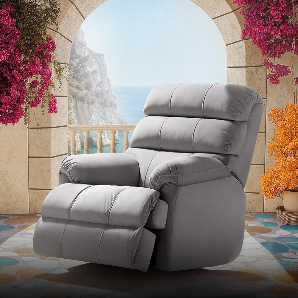 Duroflex Avalon Posture Pro Single Seater Permium Fabric Motorized Rocking & Rotating Recliner | 1 Year Warranty | Pocket Spring Support | 2 Zone Backrest | 270⁰ Rotation - Grey