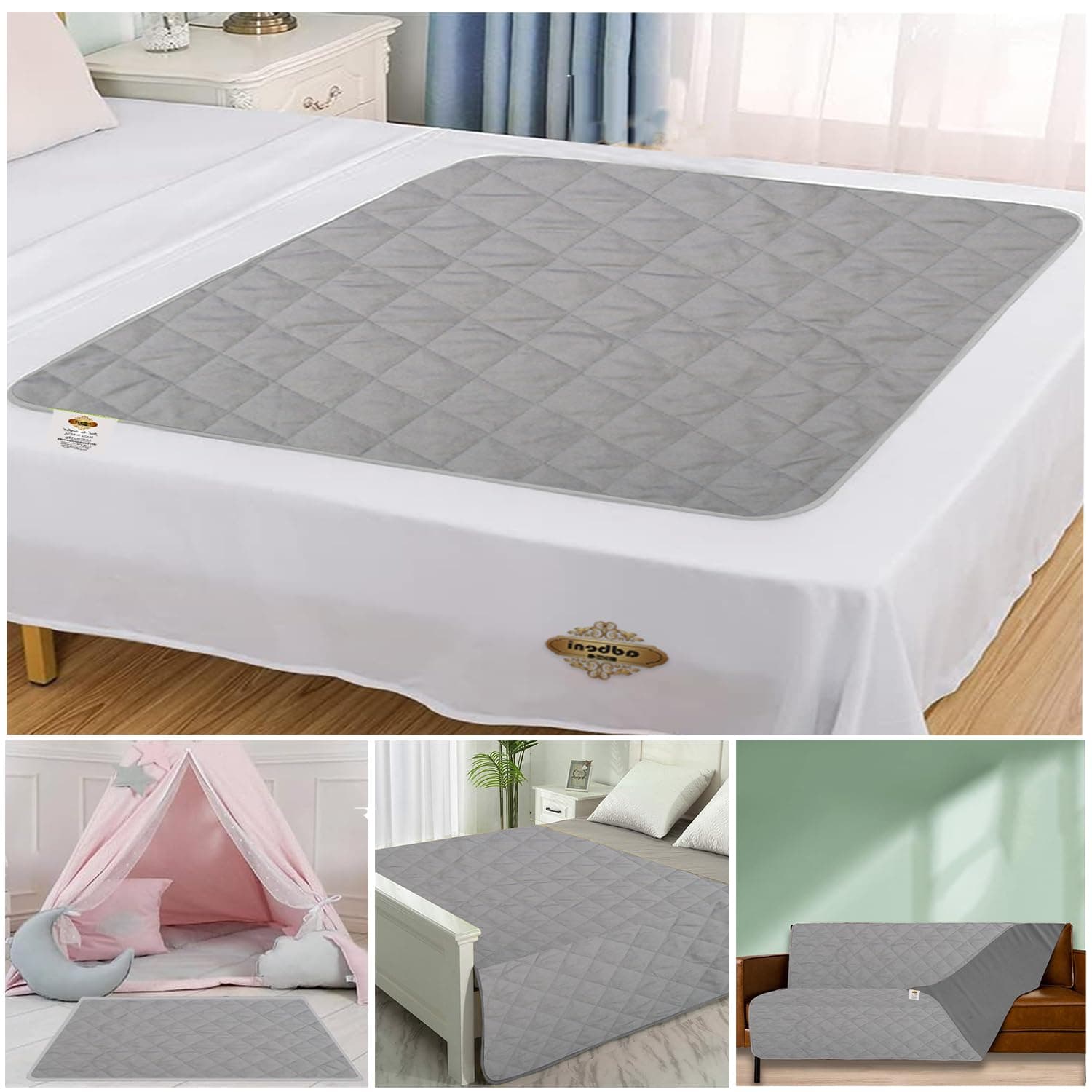 ADBENI HOME 300 GSM Waterproof Dry Sheet | Reusable Bed Protector for Baby, Adults & Women Underpad | Soft Micro Peach Fabric, Leak-Proof, Washable Mattress Protector | 39x28 Inch | Grey