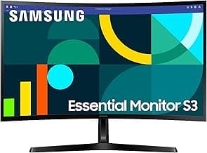 Samsung 27" (68.5cm) 100Hz Curved Monitor|1800R Curved Screen|100Hz|4ms|SRGB 95%|Ports-HDMI,D-Sub,Headphone|Game Mode|EyeSaver Mode|16.7M Color Support|Flicker Free|Off Timer Plus|LS27D368GAWXXL|Black